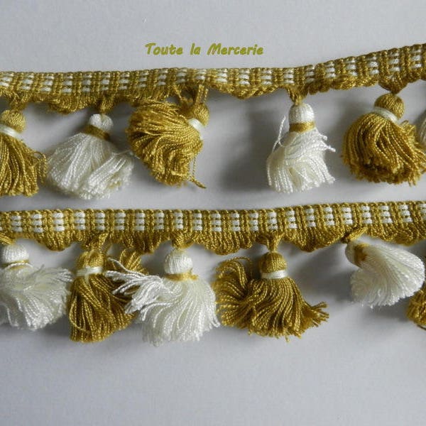 Galon passementerie pompon vert/blanc