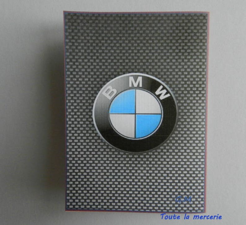 Carte de voeux05. Carte d' Anniversaire, AMOUREUX de BMW. Fait main, artisanal image 2