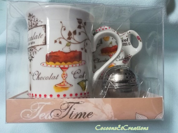 ENSEMBLE thé: Mug cup Repose sachet thé et Boule à thé -  France