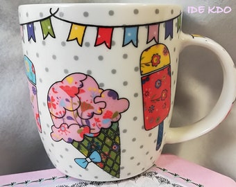 Tasse Mug; décor esquimaux glaces. Pour le petit déjeurner, chocolat, thé....