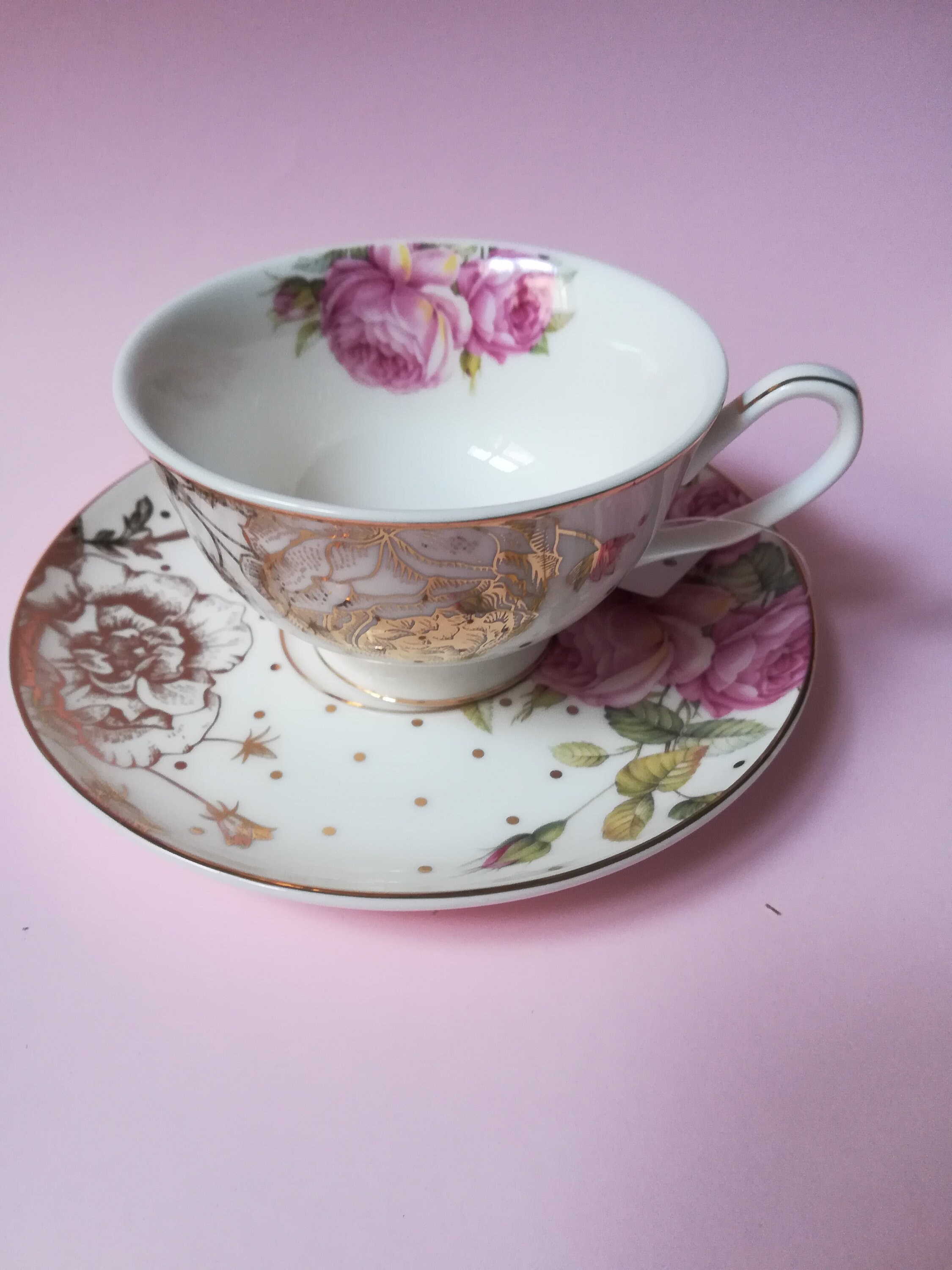 Tasse à Thé, Style Victorien Shabby. Porcelaine