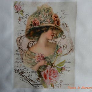 transfer 37. Beautiful original transfer on cotton fabric: shabby style, Beautiful planter
