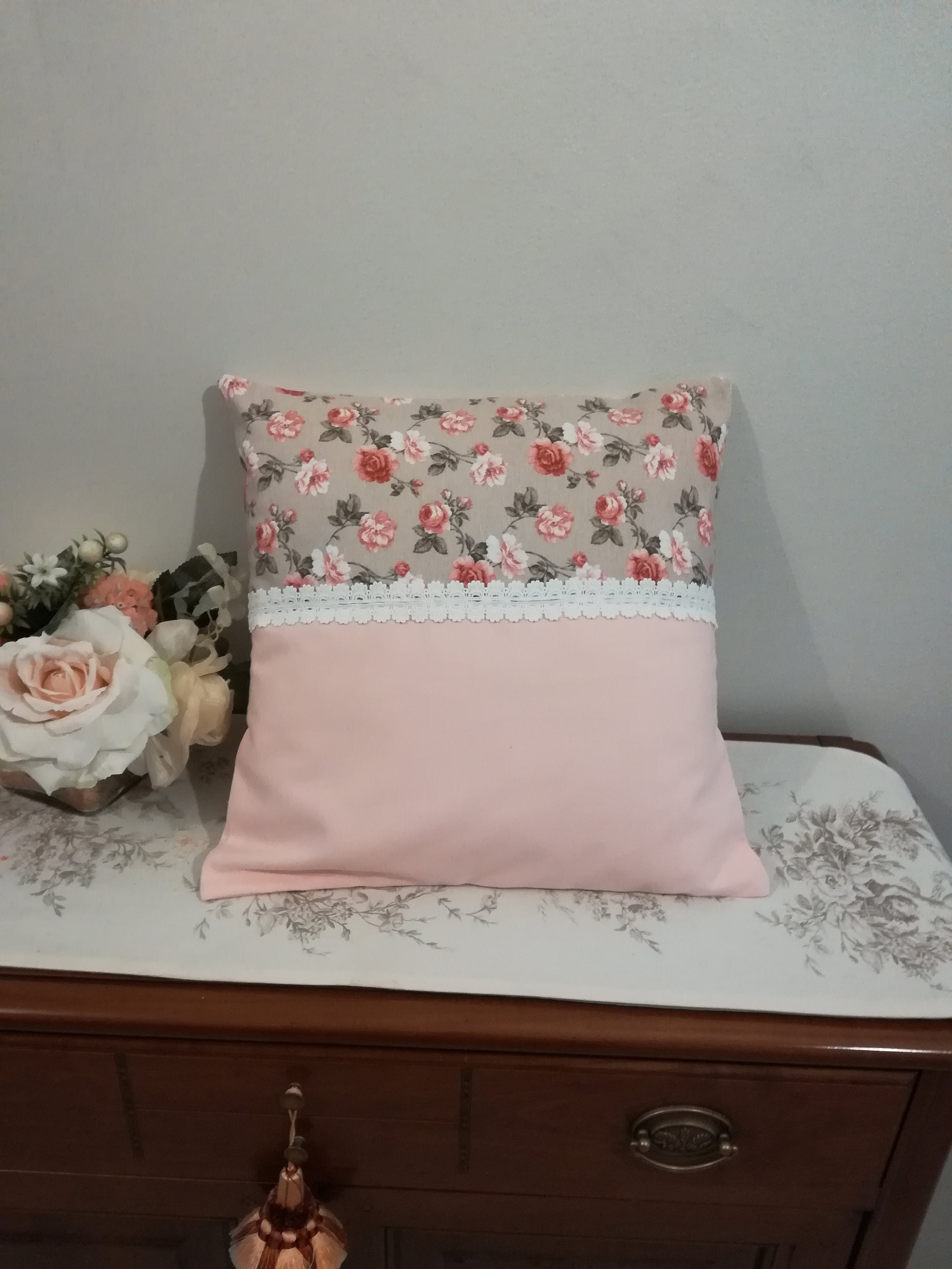 Originale Housse de Coussin, Style Shabby Chic 0222