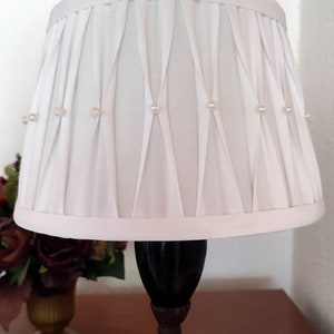 Romantic double pleated lampshade held by pearls