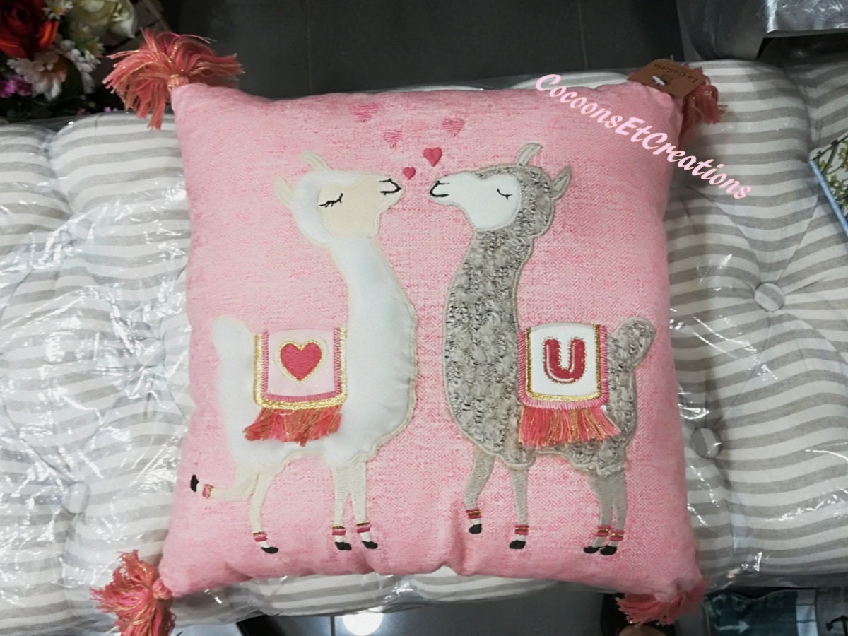 Coussin Couple de Lamas