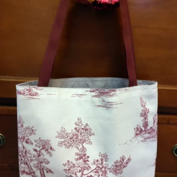 Grands sac tote bag tissu coton bachette Toile de Jouy.  0764