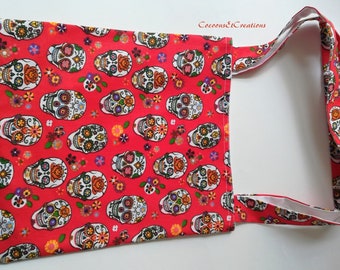 Sac/Tote bag, tissu coton fête mexicaine. Cadeau original pour Halloween; en  tissu coton fantaisie 0027