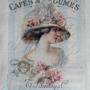 Appliqué transfert. Beau transfert 229; belle dame au chapeau, CAFES ET LEGUMES