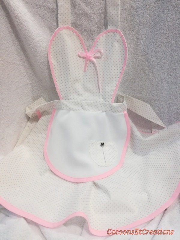 Tablier Enfant Rétro. Tissu à Pois Argent' Fantaisie Style Vintage 107