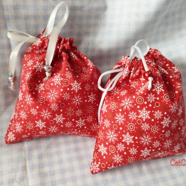 Pochette  cadeau tissu coton Noël 17