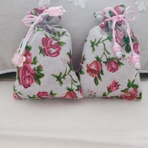 Lot de 2 petites pochettes tissu fleurs rose