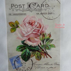 transfert 64.  Beau transfert original sur tissu:  BELLE ROSE, romantique style shabby