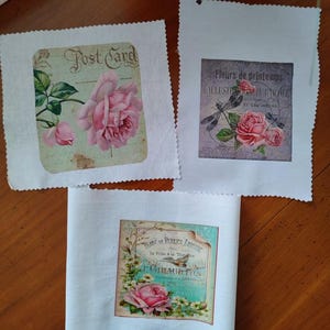 Lot de 3 transferts sur tissu