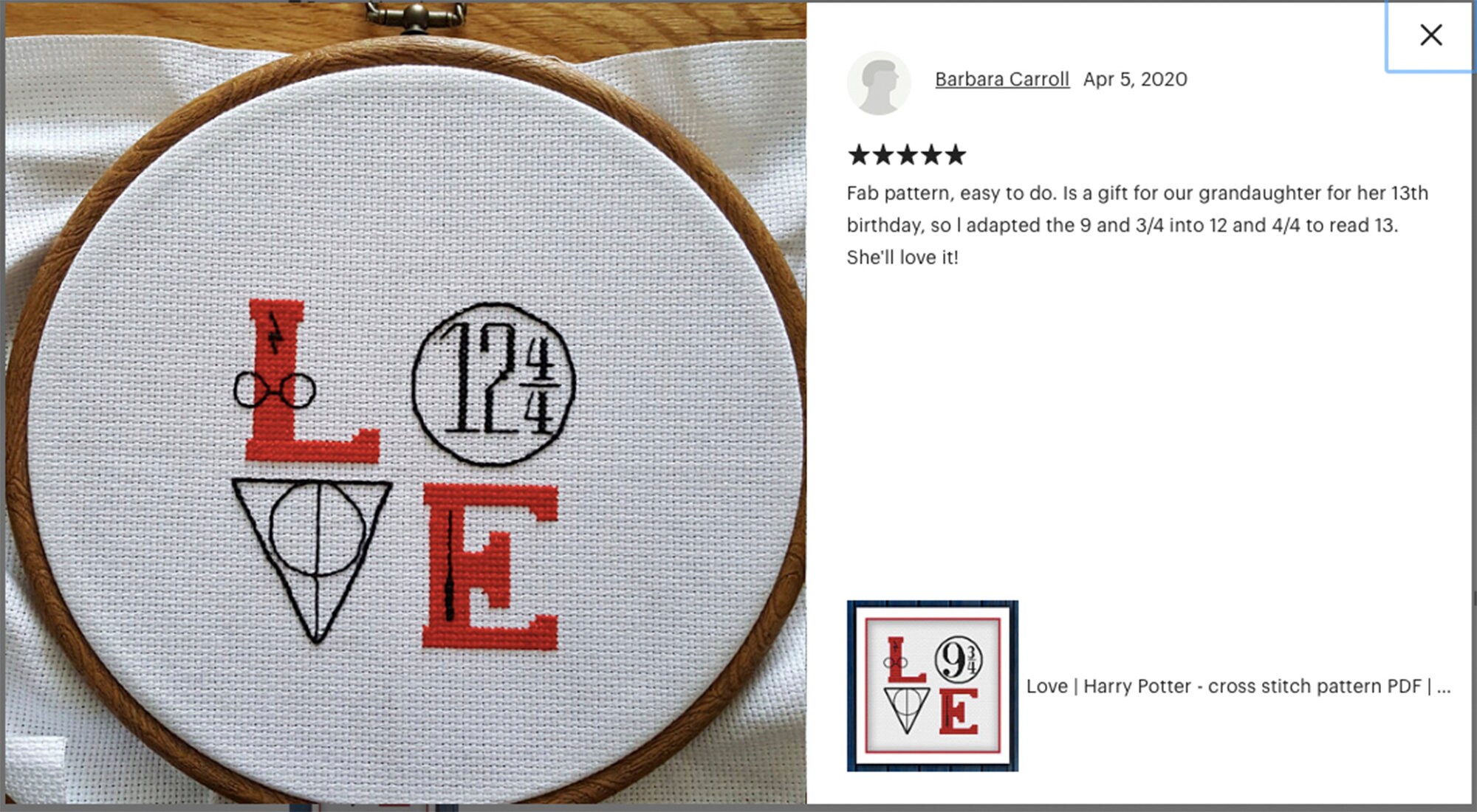 Love Harry Potter cross stitch pattern PDF Harry Potter | Etsy