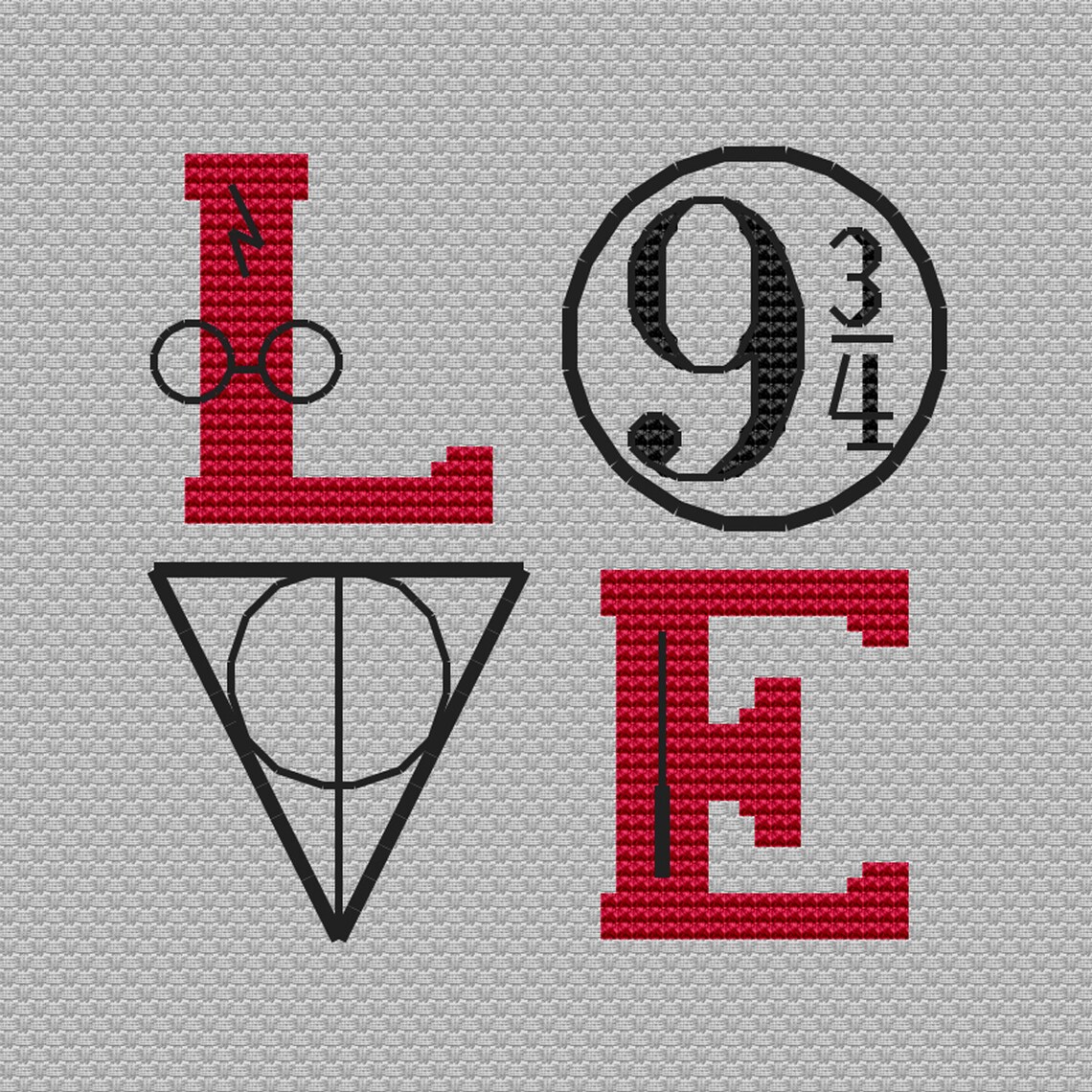 Love Harry Potter cross stitch pattern PDF Harry Potter | Etsy