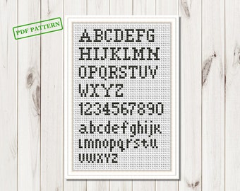 Counted Cross Stitch Alphabet Pattern Modern xstitch font chart cross stitch letters pattern DIY cross stitch pdf pattern instant download