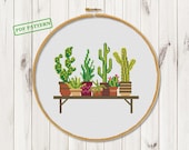 Cross Stitch Cactus pattern Succulent Hoop art xstitch chart cross stitch flowers pattern Сross Stitch Modern pattern pdf download Wall art