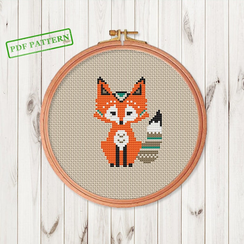 Modern Boho Animals Cross Stitch Pattern Fox Cross Stitch Pattern Woodland Tribal Animals Cross Stitch Fox Lovers Gift Pdf Pattern Plastic Canvas Sewing Needlecraft