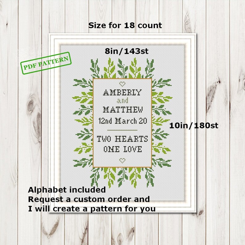 Custom Wedding Cross Stitch Pattern for Couple Modern Personalized Gifts Wedding Embroidery Wedding DIY keepsake Cross stitch sampler