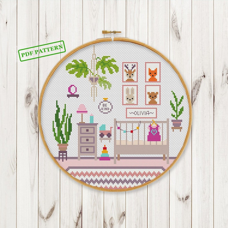 Baby Cross Stitch name Pattern Baby room xstitch Girl | Etsy