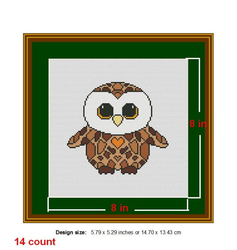 Owl Cross Stitch Pattern Beginner Cross Stitch Modern Cute Etsy