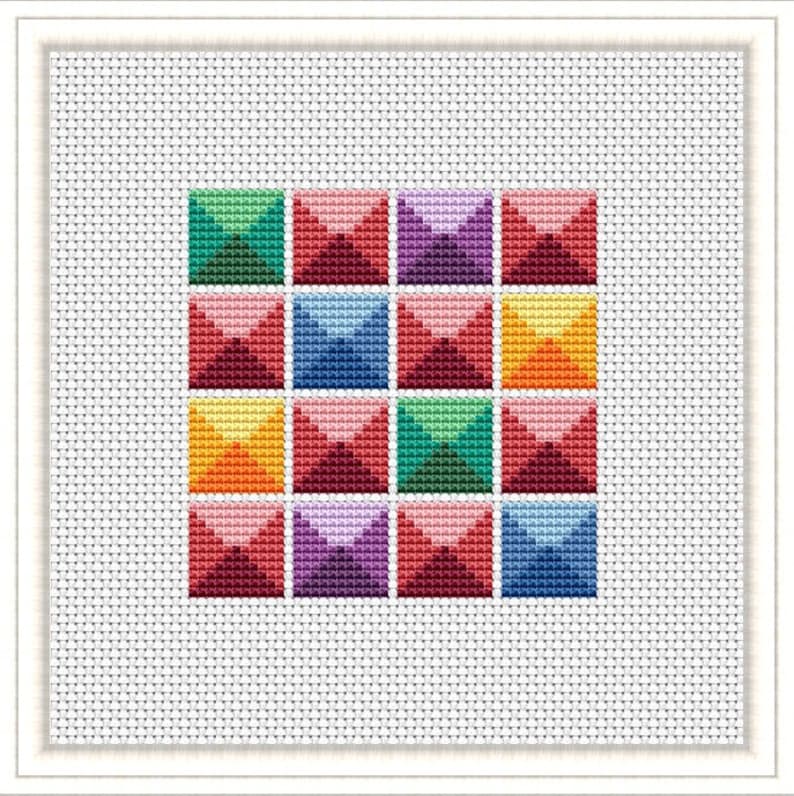 Geometric cross stitch pattern Easy Beginners Cross Stitch Etsy