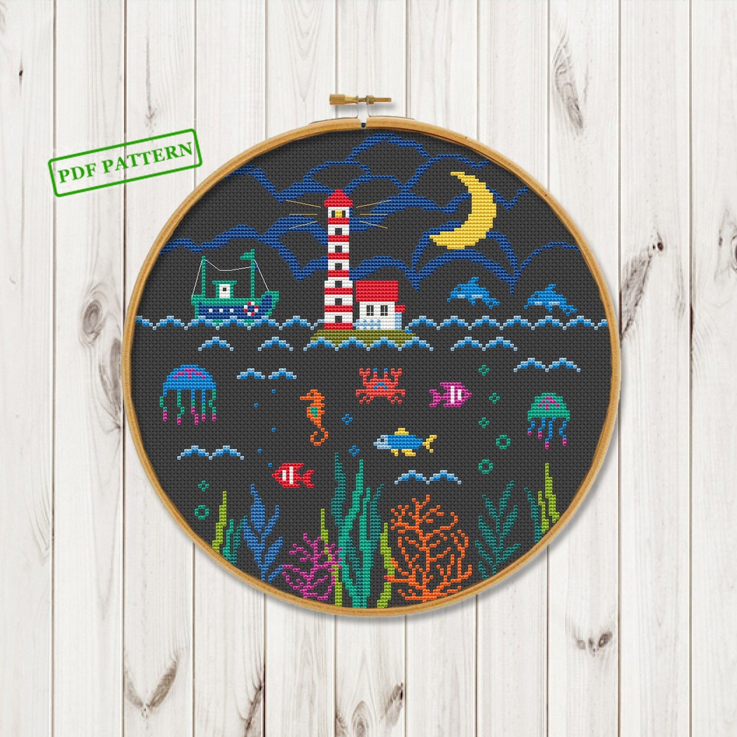 Cross Stitch Landscape pattern Sea Sampler Ocean Cross Stitch Etsy