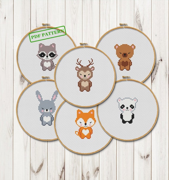 Animals Cross Stitch Baby pattern Forest friends Woodland ...