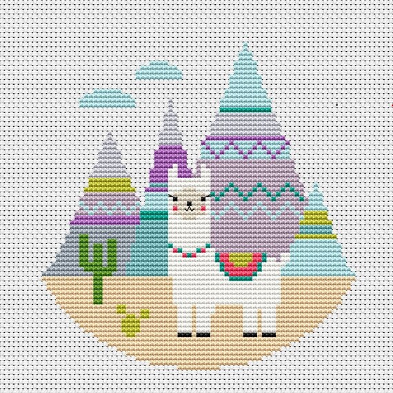 Llama Cross Stitch Modern Pattern Funny Cross Stitch Cute Etsy