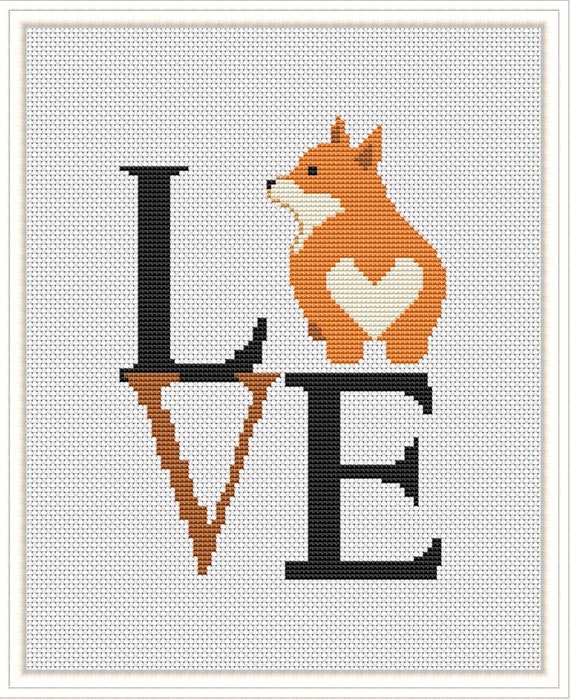 Corgi Modern Cross Stitch Pattern Funny Cute Dog Love Xstitch Chart Easy Beginner Pdf Pattern Download Dog Lovers Gift Corgi