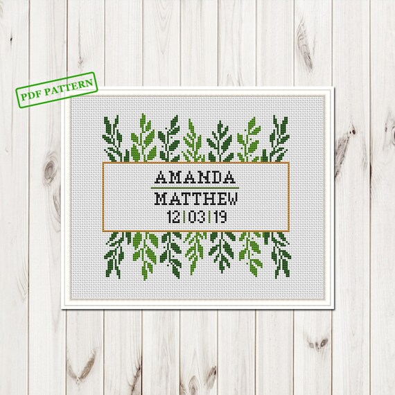 Custom Wedding Cross Stitch Pattern For Couple Modern Gifts Etsy