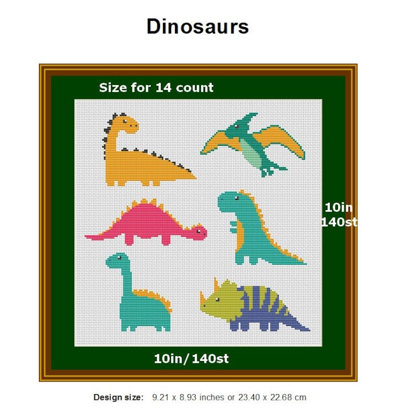 Cross Stitch Dinosaur pattern Nursery decor Cute Baby Etsy