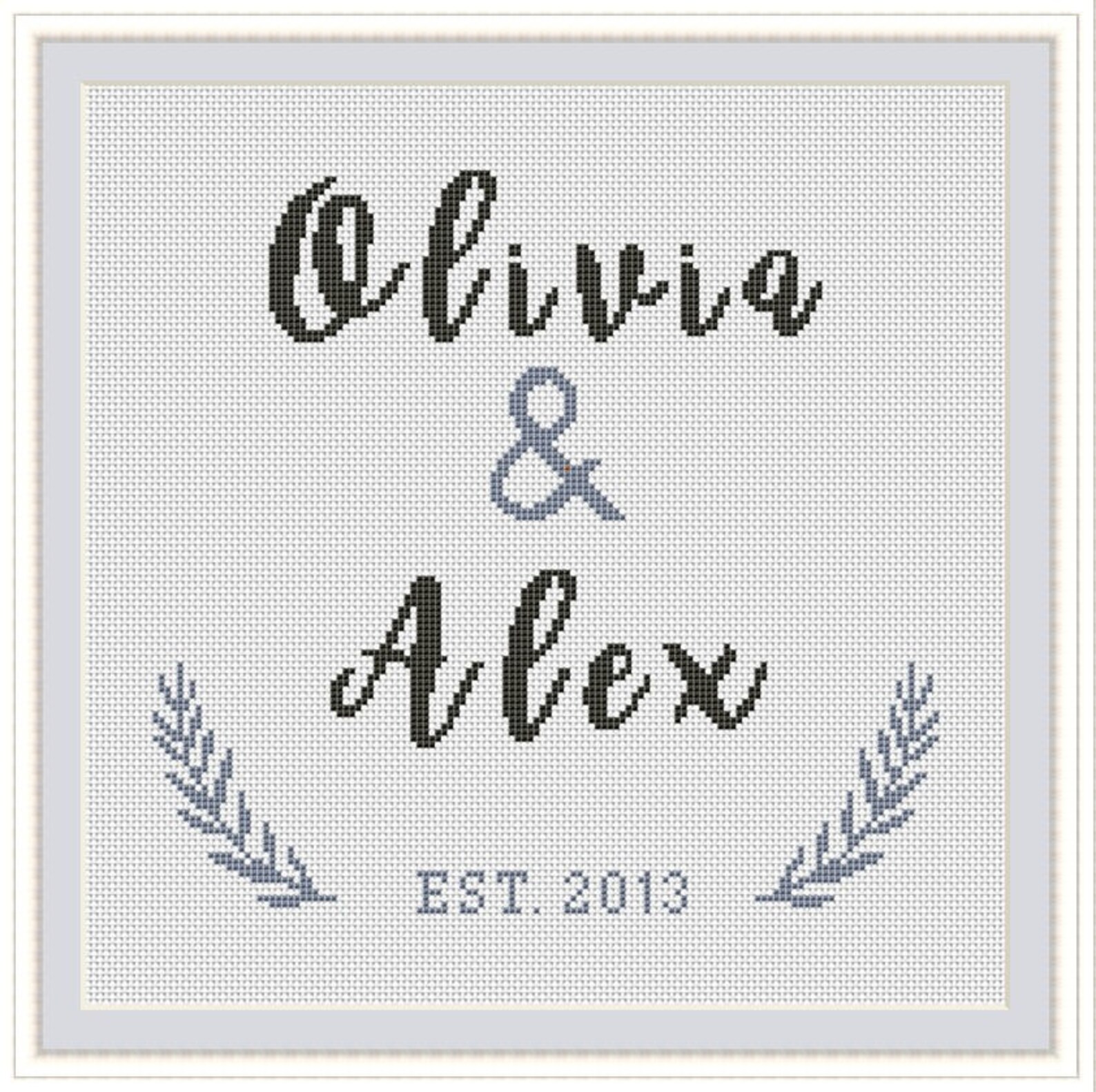 Wedding Cross Stitch Pattern Personalized Wedding Embroidery Etsy