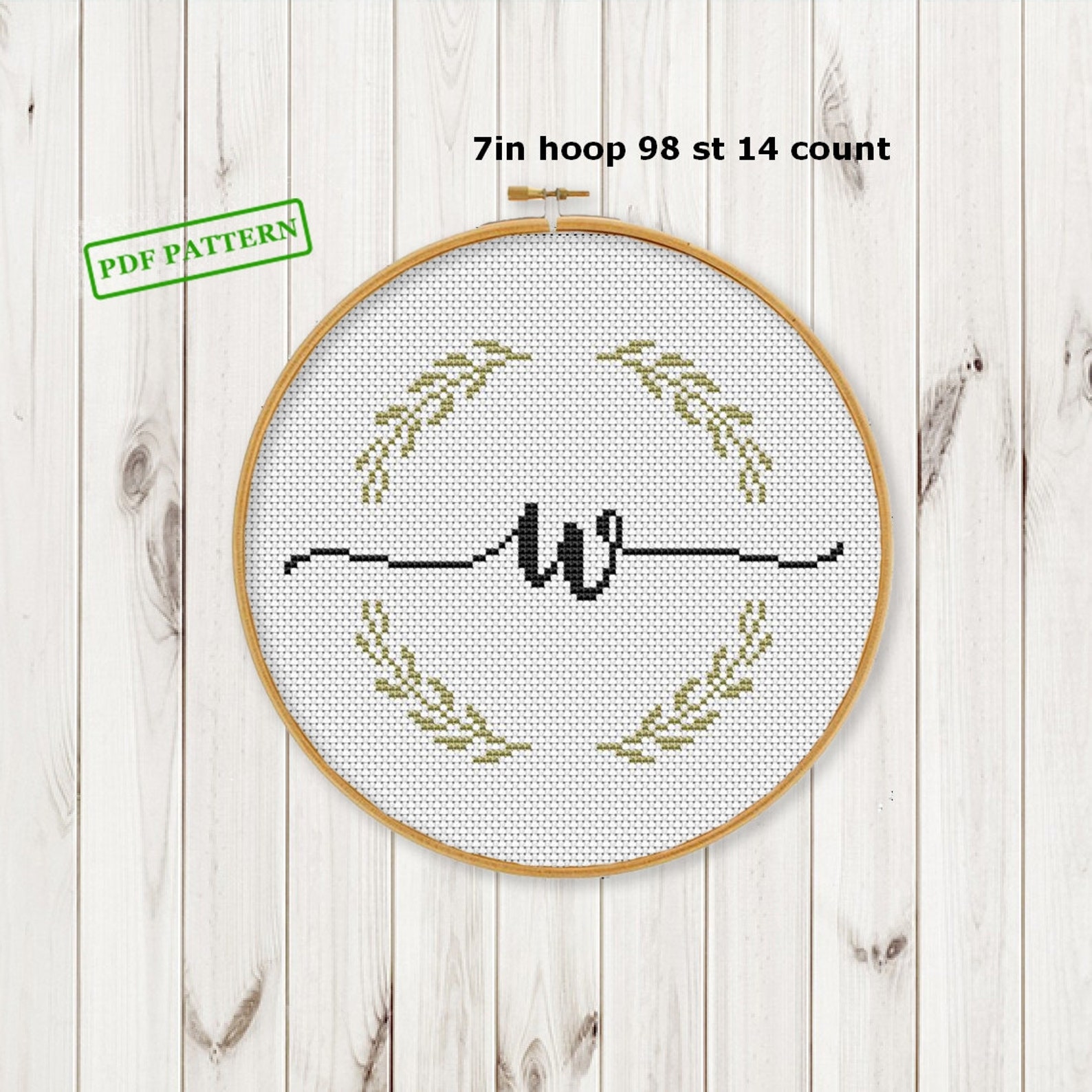 Monogram Cross Stitch Modern Pattern Personalize Name Cross Etsy