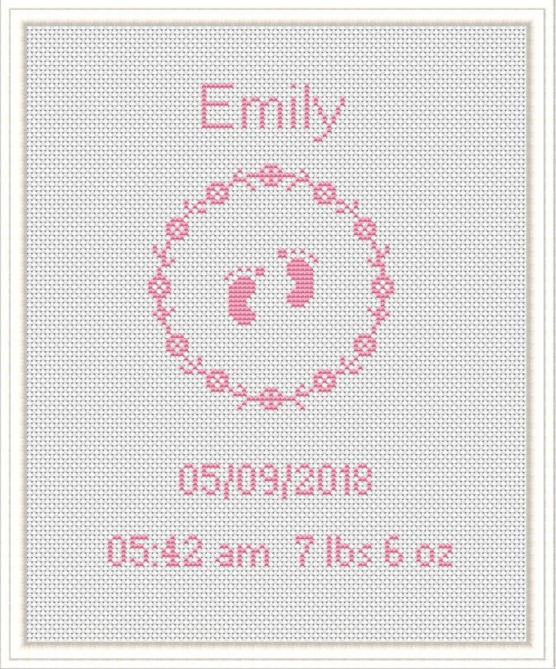 Baby Announcement Cross Stitch Pattern Personalized Birth Etsy