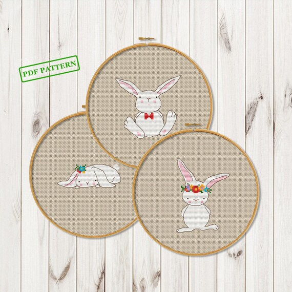 Lapin De Point De Croix Motif Bebe Chambre De Bebe Mignon Etsy