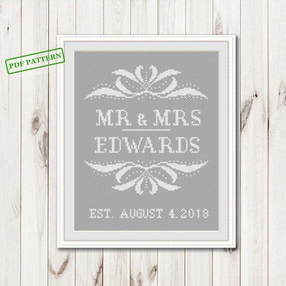 Personalized Cross Stitch Wedding Pattern Embroidery Wedding Etsy
