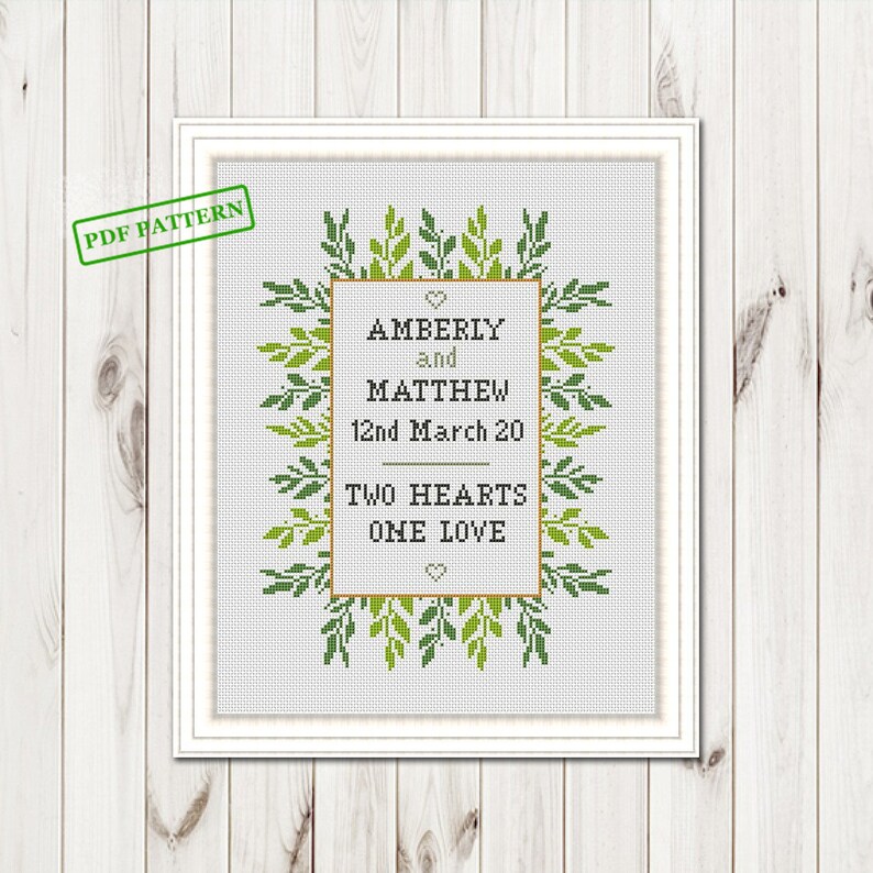 Custom Wedding Cross Stitch Pattern for Couple Modern Personalized Gifts Wedding Embroidery Wedding DIY keepsake Cross stitch sampler