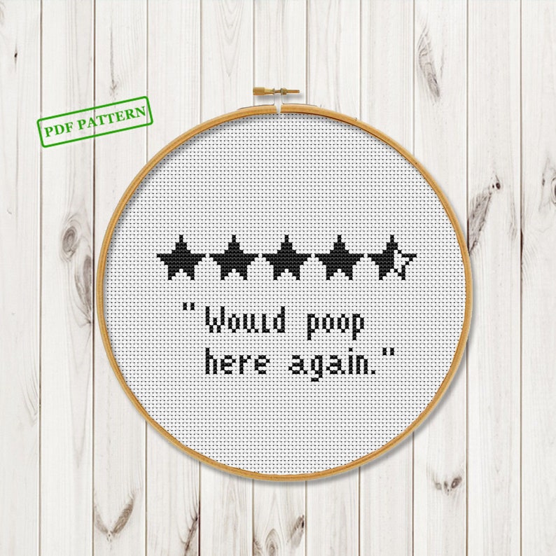 Funny Bathroom Cross Stitch pattern Would poop here again Etsy