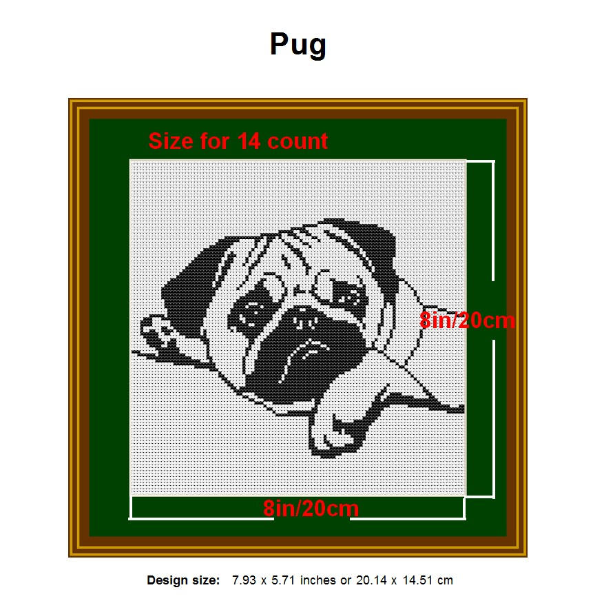 Modern cross stitch pattern Dog Pug cross stitch pattern Easy Etsy