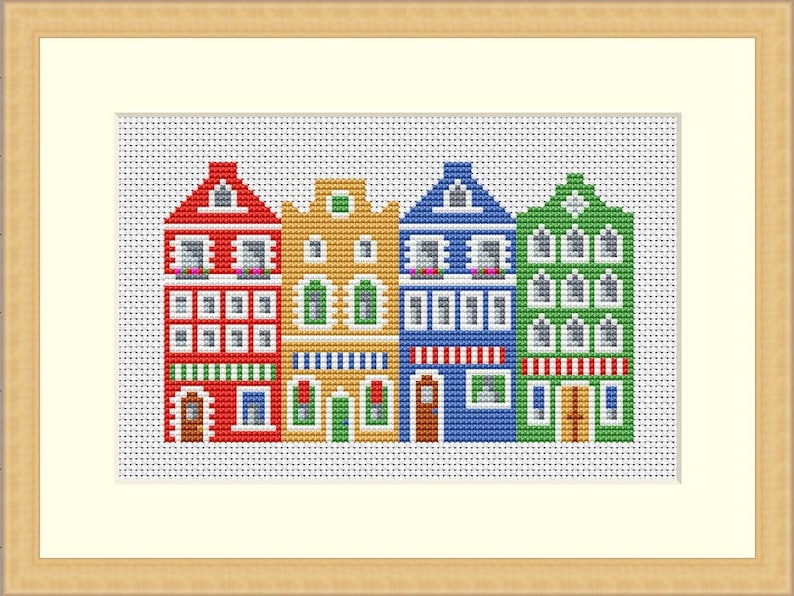 Dutch House Cross Stitch Pattern Pdf Instant Download Modern Cross Stitch Kits How To Craft Supplies Tools Kromasol Com