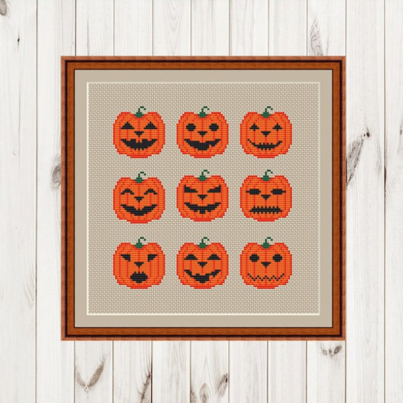 Halloween Cross Stitch Pattern Sampler Pumpkin Pattern Modern Etsy