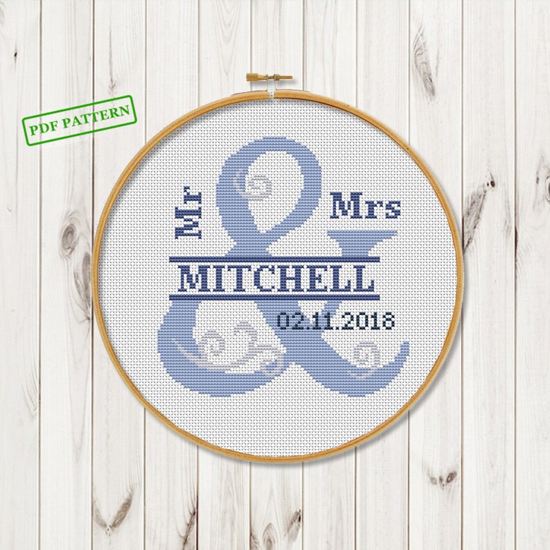 Custom Wedding Gifts Cross Stitch Pattern for Couple Wedding | Etsy