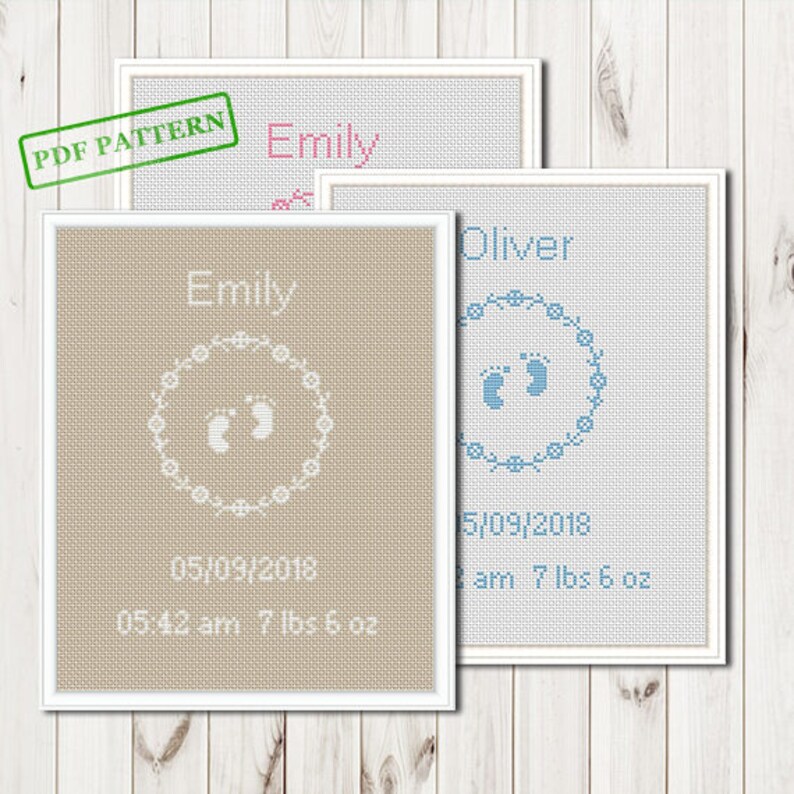 Baby Announcement Cross Stitch Pattern Personalized Birth Etsy