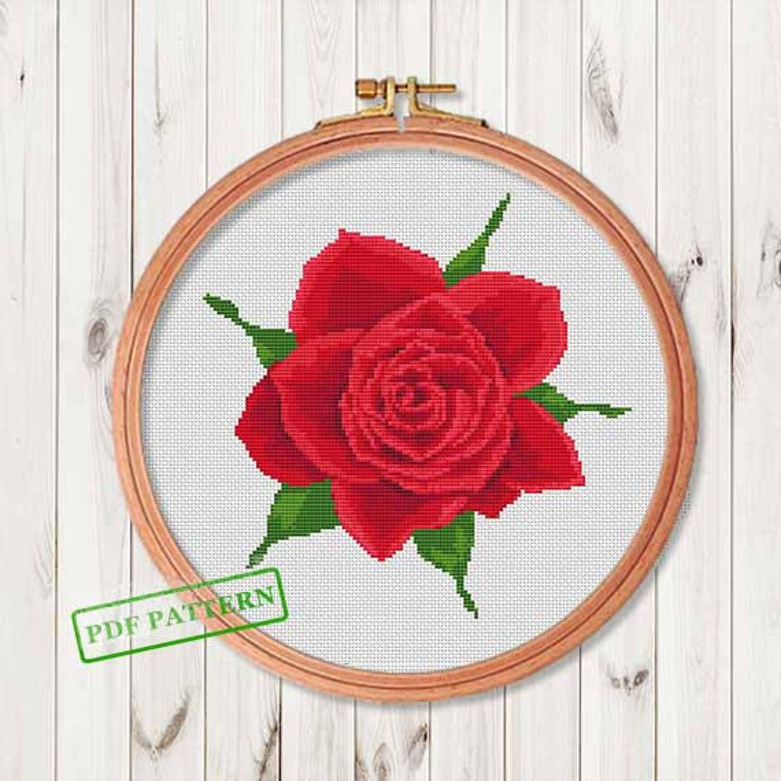 Floral Cross Stitch Pattern Rose Modern Cross Stitch Chart Etsy