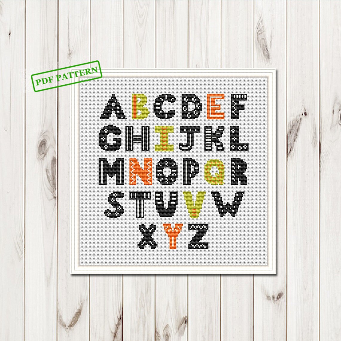 Cross Stitch Baby Alphabet Pattern Nursery Modern xstitch font Etsy