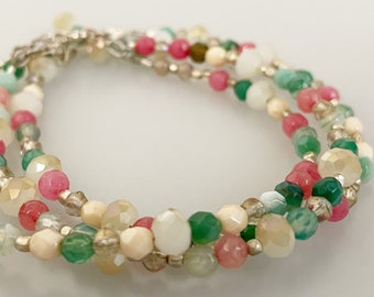 Stackable Beaded Bracelet | Gemstone Bracelet | Boho Bracelet | Jade Rose bracelet