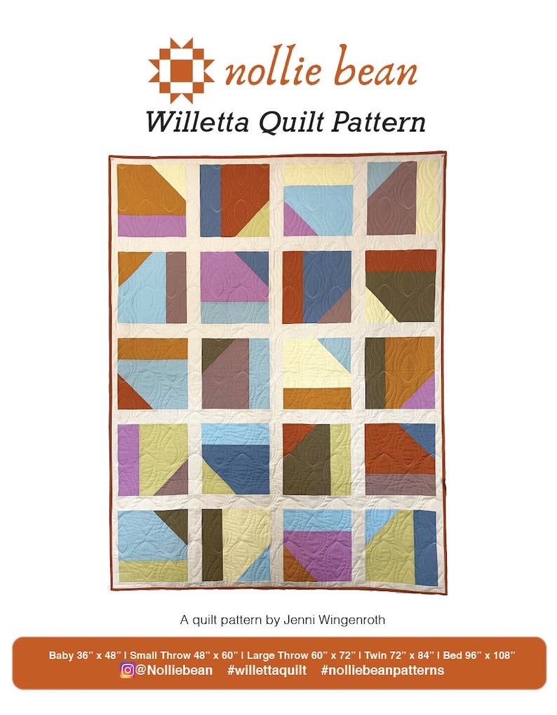 Willetta Quilt Pattern | PDF Pattern - Willetta Quilt | PDF Download | Modern Quilt Pattern | Downloadable pattern image 3