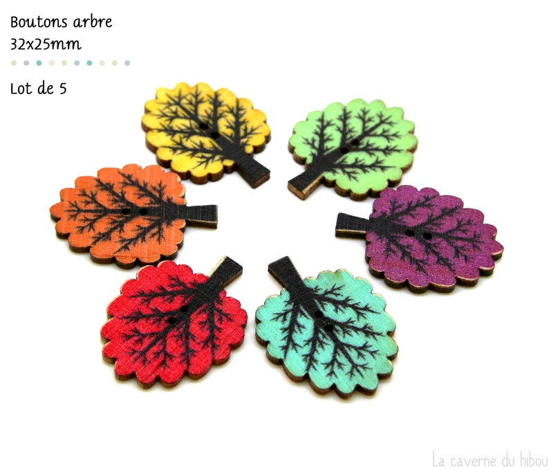 Au choix Boutons en bois multicolores couture scrapbooking Arbre