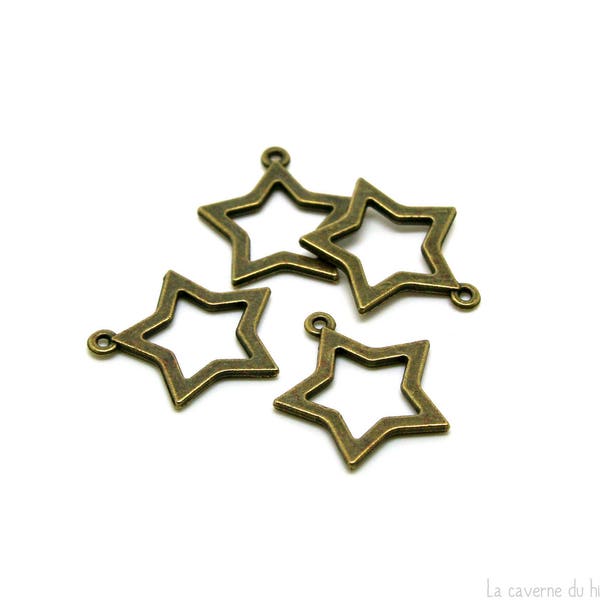 x1 pendentif étoile (22x20mm) en métal couleur bronze